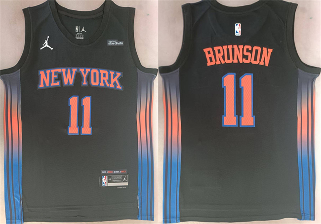 Men's New Yok Knicks #11 Jalen Brunson Black 2025/26 Statement Edition Stitched Basketball Jersey